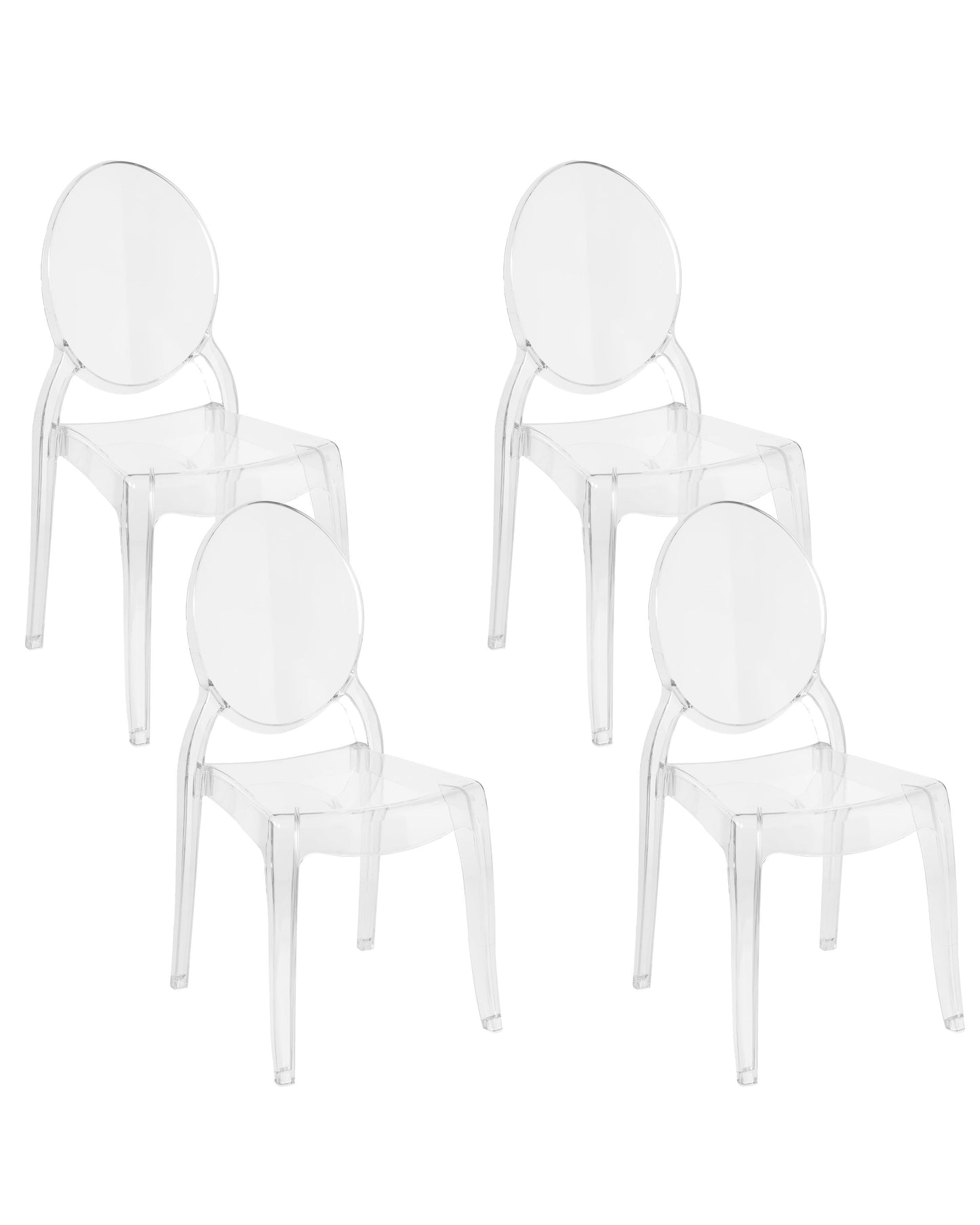 4 Pack Transparent Polycarbonate Dining Chairs Armless Stackable Vintage Modern Design