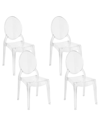 4 Pack Transparent Polycarbonate Dining Chairs Armless Stackable Vintage Modern Design