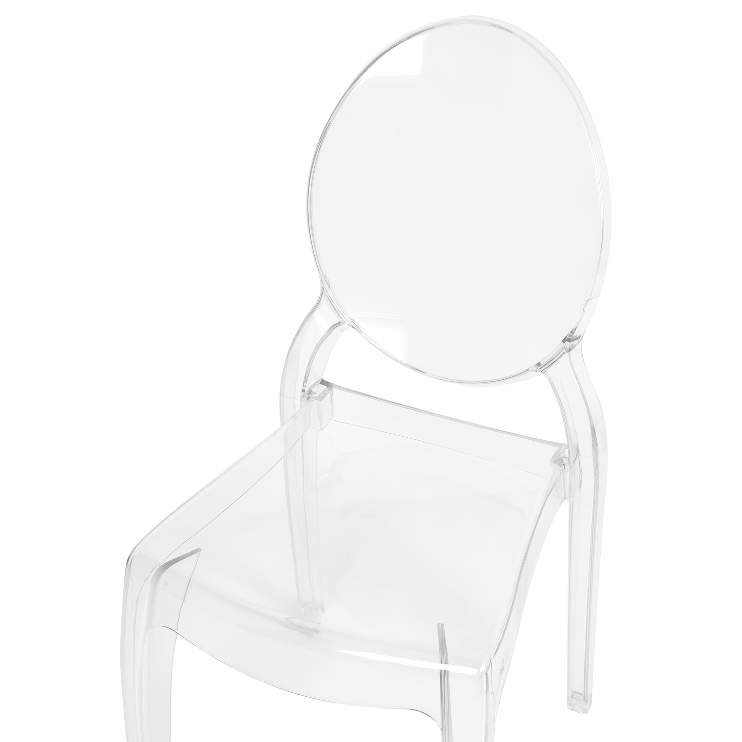 4 Pack Transparent Polycarbonate Dining Chairs Armless Stackable Vintage Modern Design