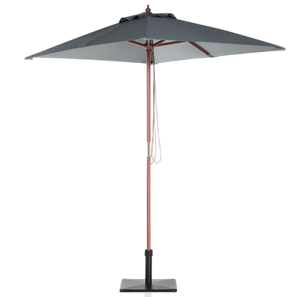 Garden Sun Parasol Grey Fabric Birch Wood 244cm Weather Resistant