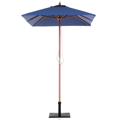 Garden Sun Parasol Blue Fabric Birch Wood 244cm Weather Resistant