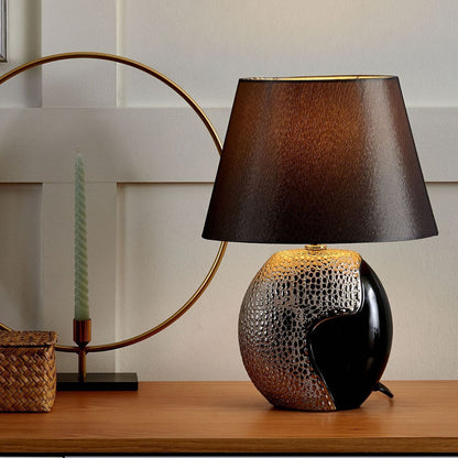 Table Lamp Silver Ceramic 42cm With Textured Base