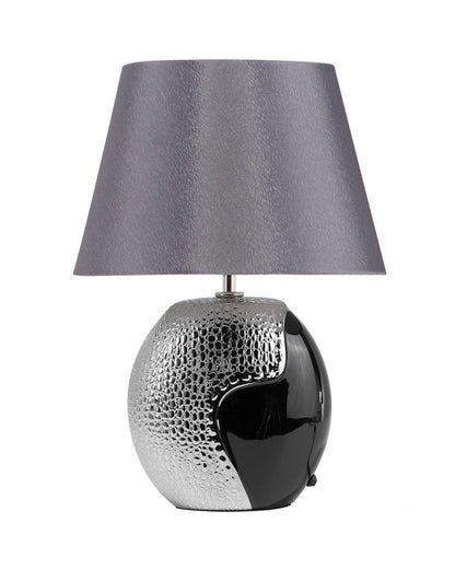 Table Lamp Silver Ceramic 42cm With Textured Base