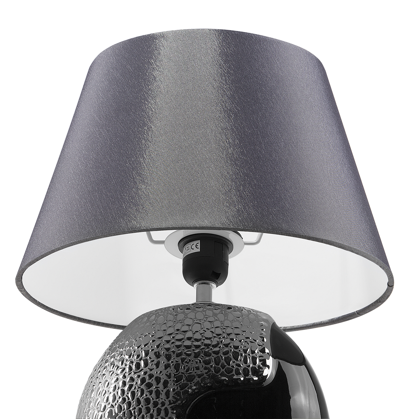 Table Lamp Silver Ceramic 42cm With Textured Base