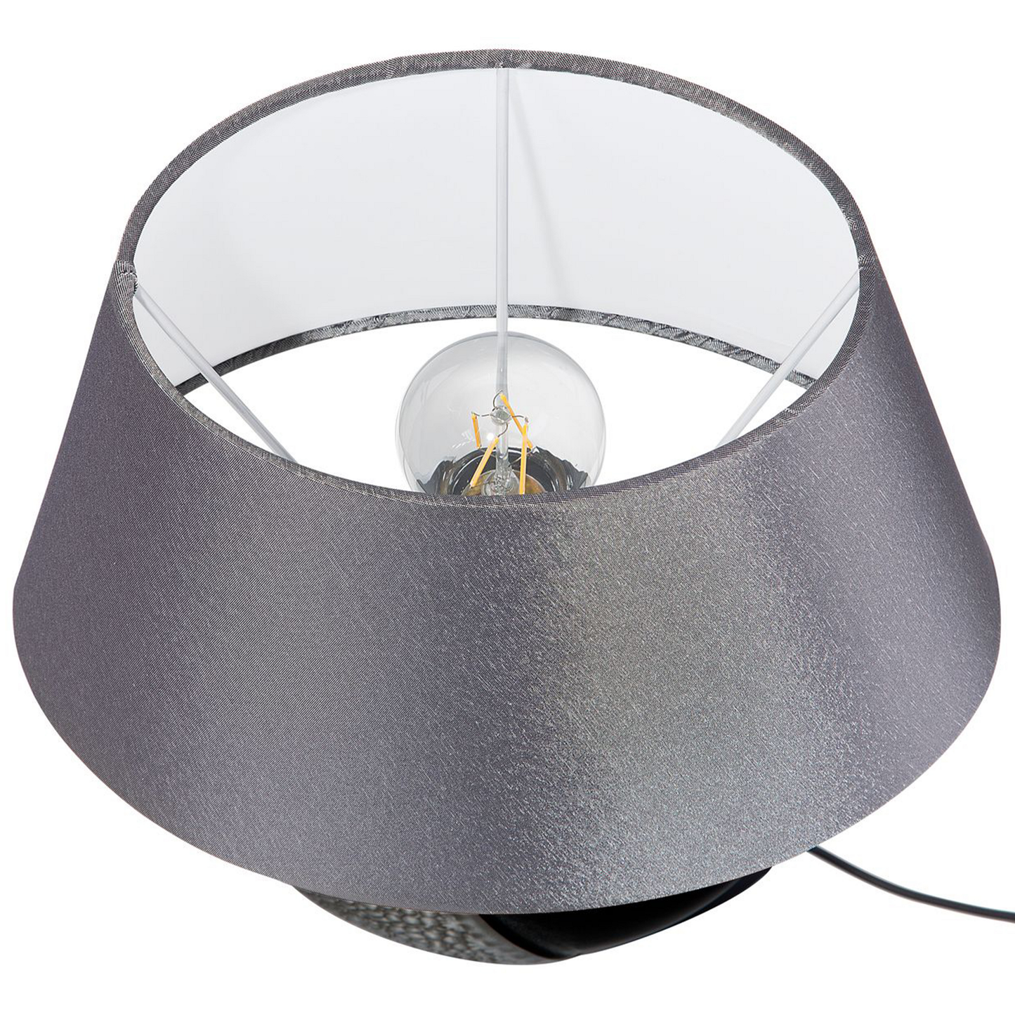 Table Lamp Silver Ceramic 42cm With Textured Base
