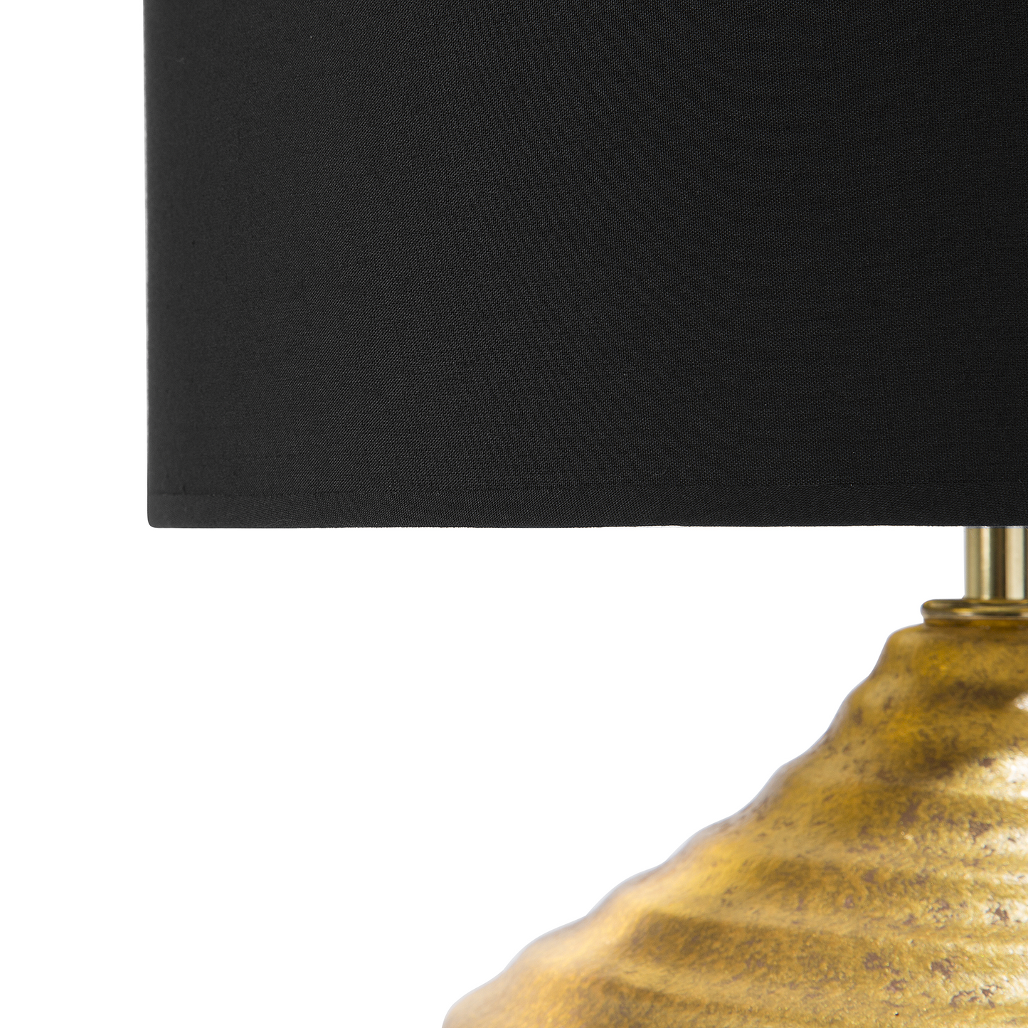 Gold Ceramic Table Lamp 42H Ribbed Base Polycotton Shade