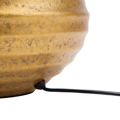 Gold Ceramic Table Lamp 42H Ribbed Base Polycotton Shade
