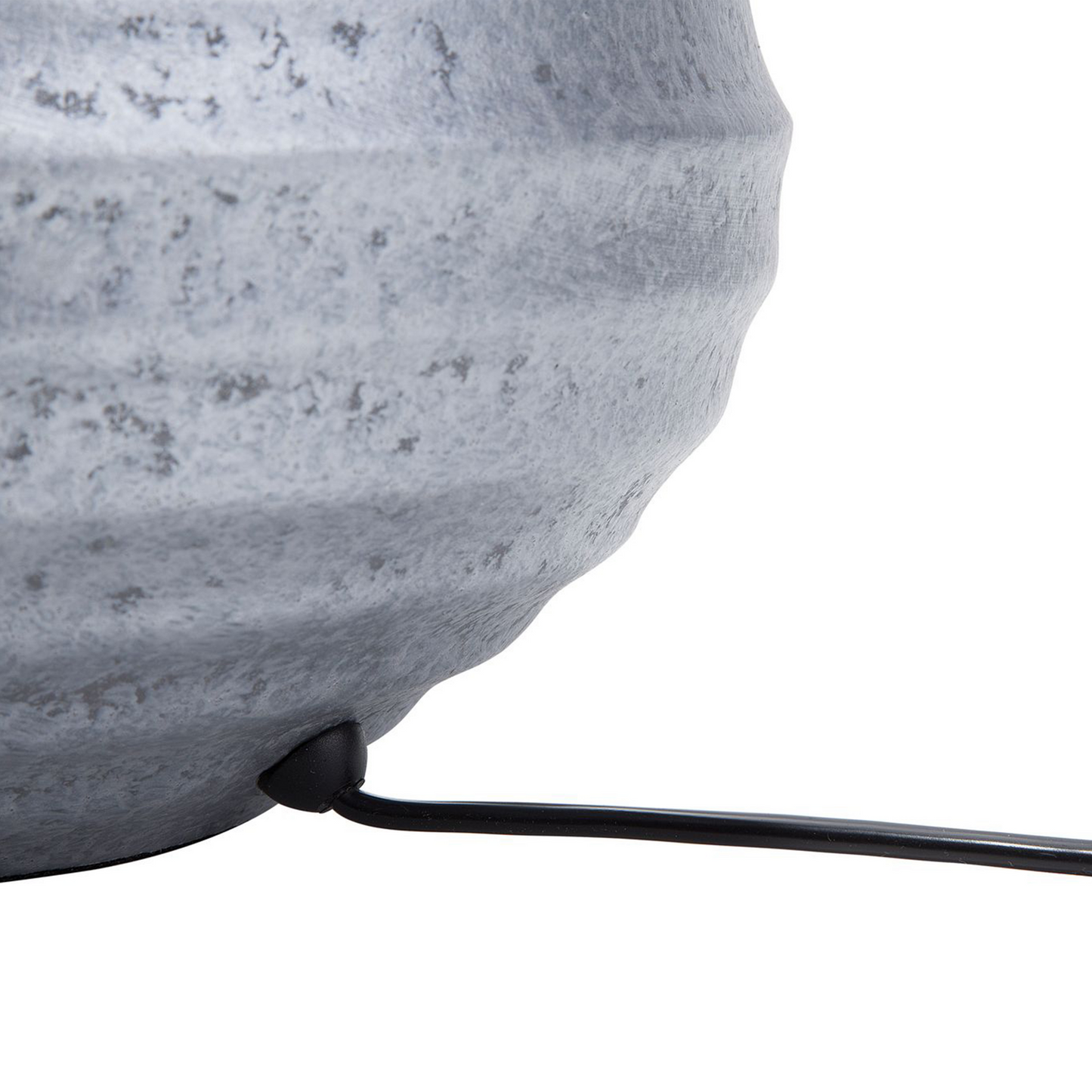Table Lamp Silver Ceramic Ribbed Base With Black Shade 42cm