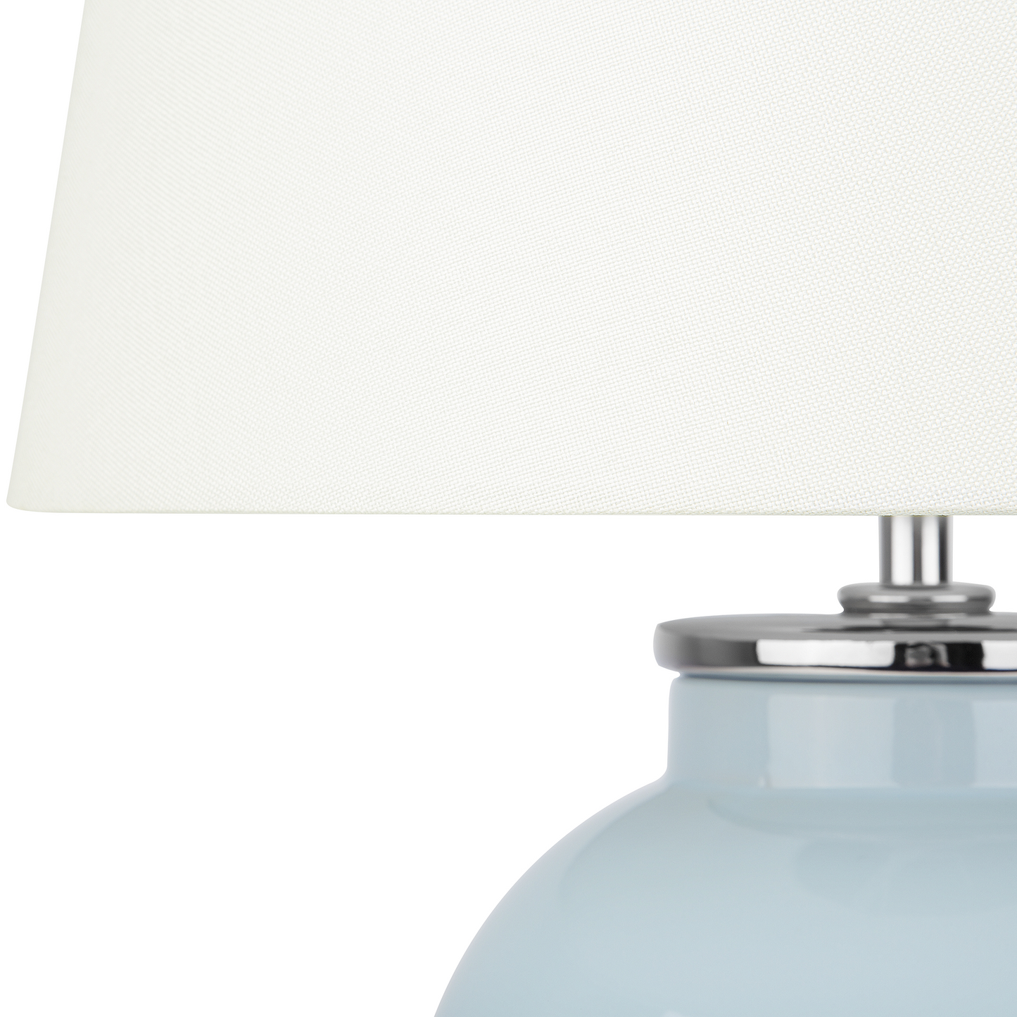Blue Ceramic Table Lamp White Round Empire Shade
