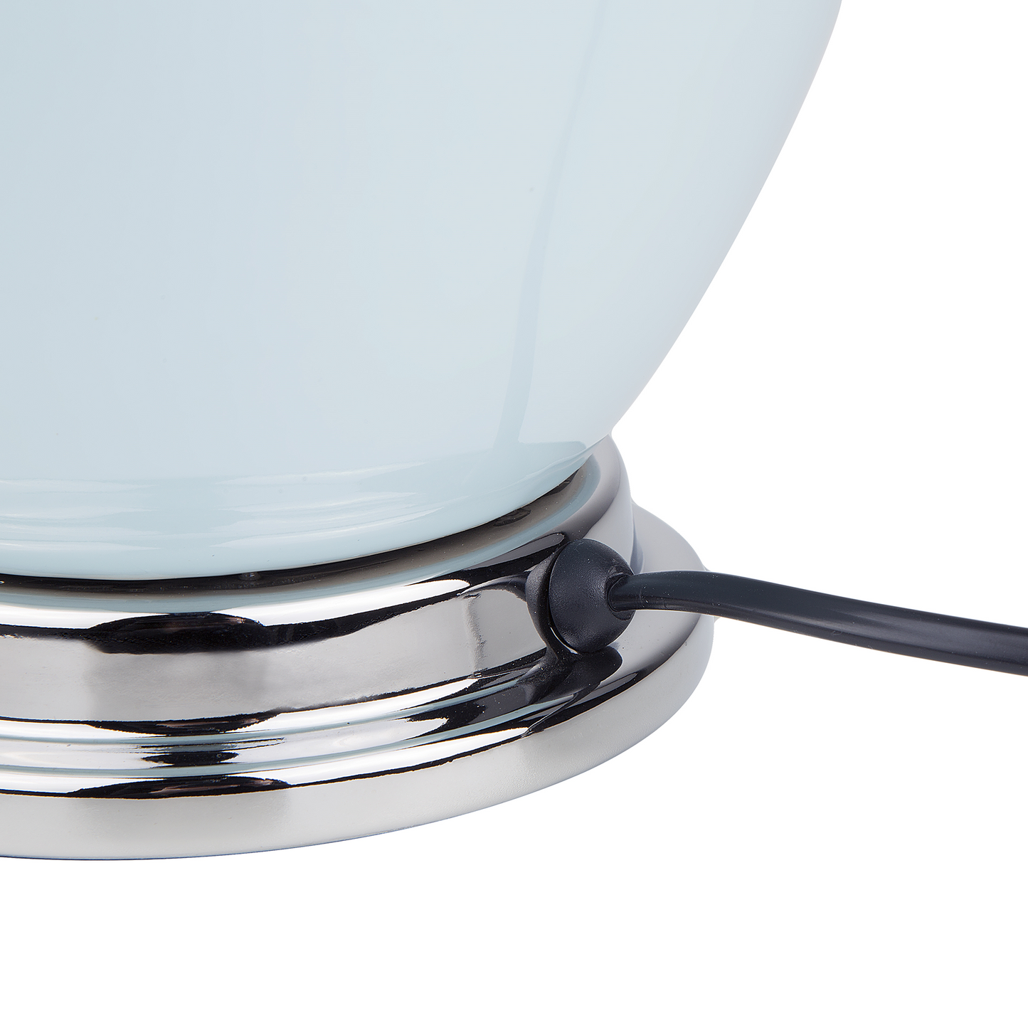 Blue Ceramic Table Lamp White Round Empire Shade