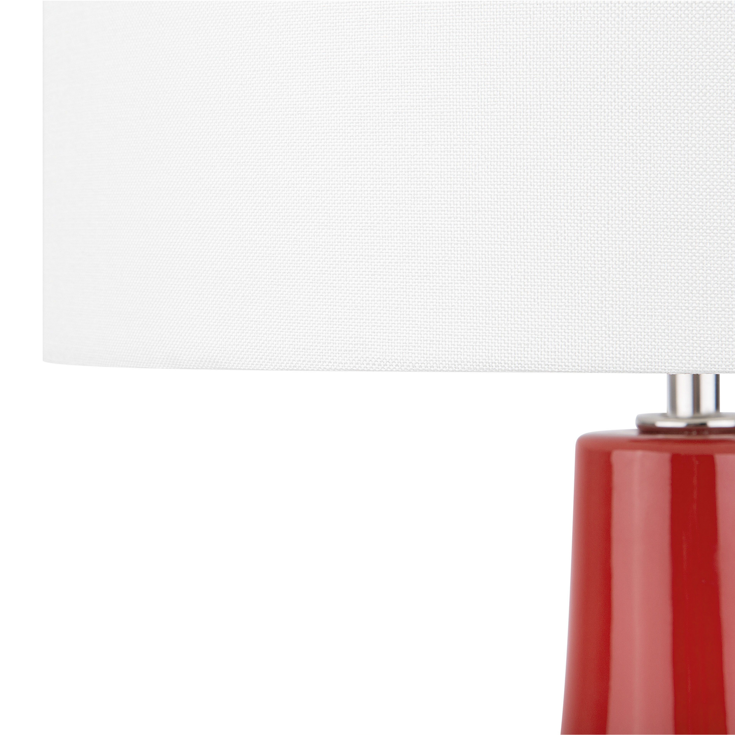 Table Lamp Red Ceramic Base With Gold Stand Off-White Shade