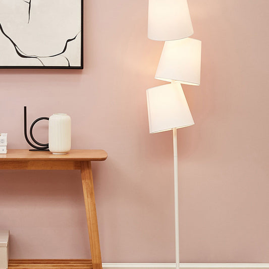 Floor Lamp Off White Fabric Metal 164cm 3 Light Adjustable