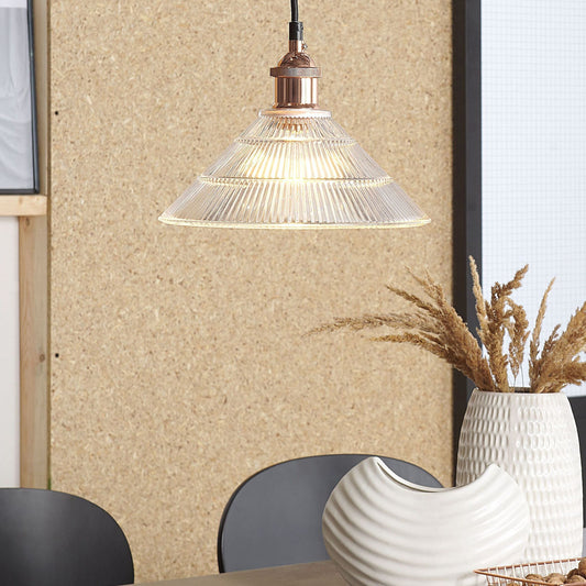 Pendant Lamp Glass Shade Copper Vintage Ceiling Light