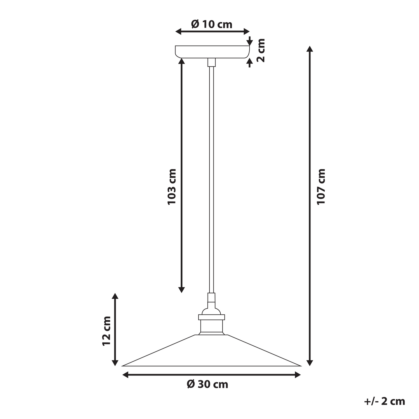 Pendant Lamp Black Metal Industrial Ceiling Light 30cm