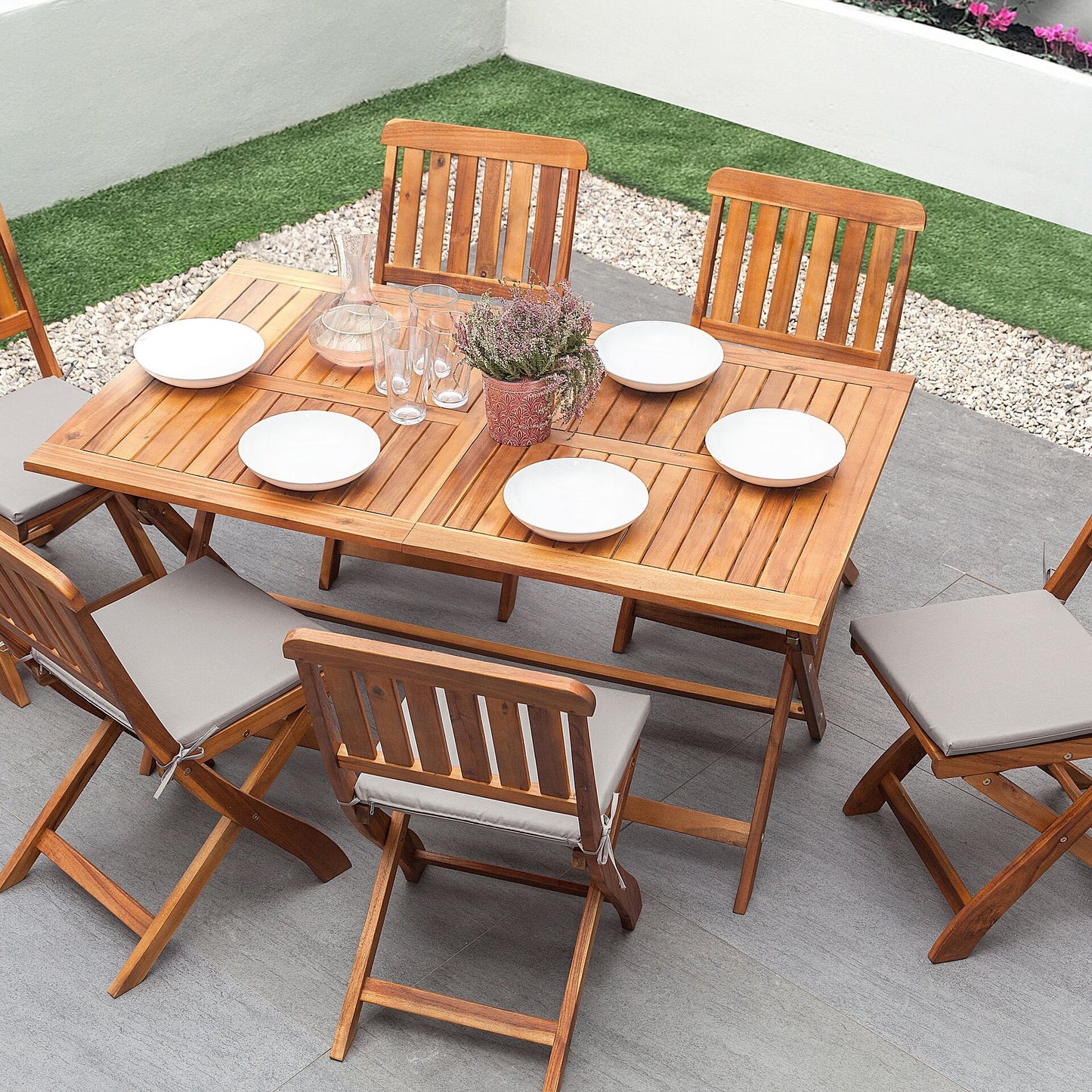 Dark Acacia Folding Outdoor Dining Table 140 x 75 6 Seater