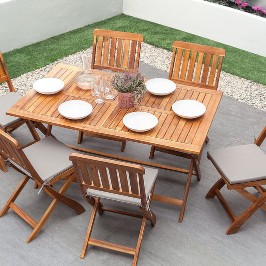 Dark Acacia Folding Outdoor Dining Table 140 x 75 6 Seater