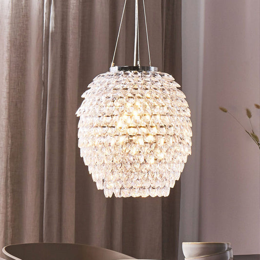 Glamora Crystal Pendant Ceiling Lamp Silver 110cm