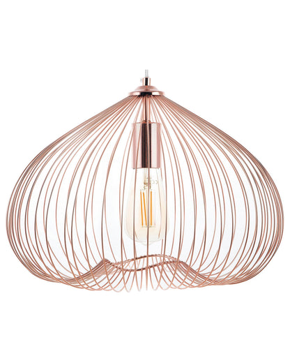 1 Light Pendant Copper Wire Cage Industrial