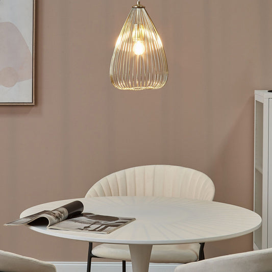 Gold Wire Hanging Pendant Lamp Geometric Cage Shade