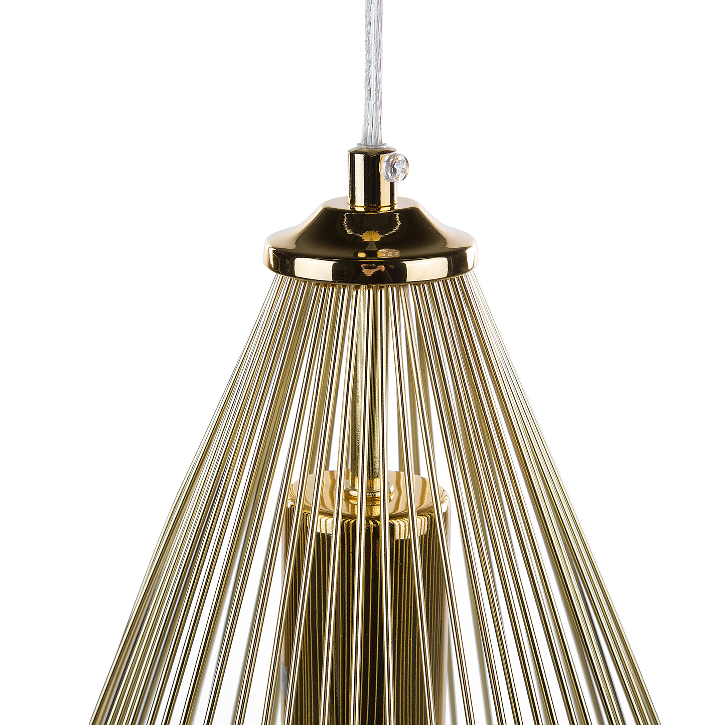 Gold Wire Hanging Pendant Lamp Geometric Cage Shade