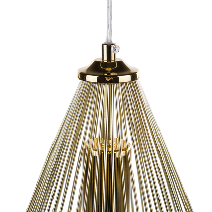 Gold Wire Hanging Pendant Lamp Geometric Cage Shade
