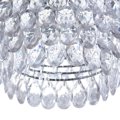 Glamora Crystal Pendant Ceiling Lamp Silver 110cm