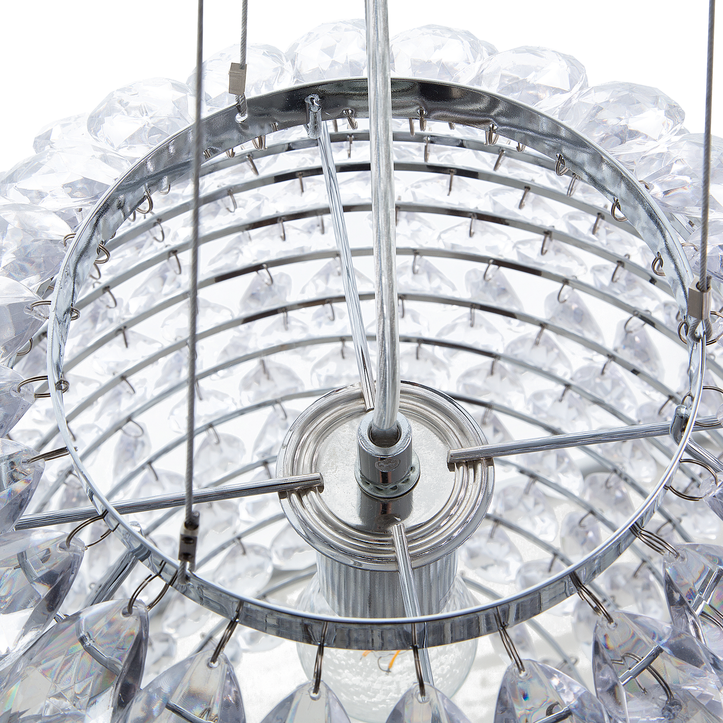 Glamora Crystal Pendant Ceiling Lamp Silver 110cm