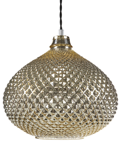 Ambient Glam Ceiling Lamp Gold Glass 88cm Pendant Carved Shade
