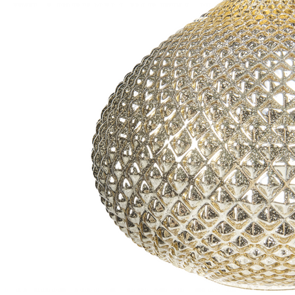 Ambient Glam Ceiling Lamp Gold Glass 88cm Pendant Carved Shade