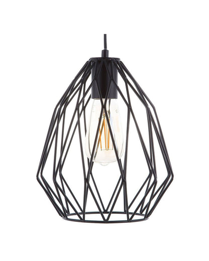 Industrial Black Cage 1 Light Pendant Lamp Openwork Wire Shade for Modern and Vintage Rooms