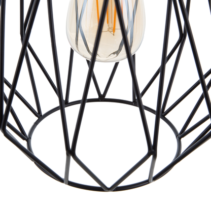 Industrial Black Cage 1 Light Pendant Lamp Openwork Wire Shade for Modern and Vintage Rooms