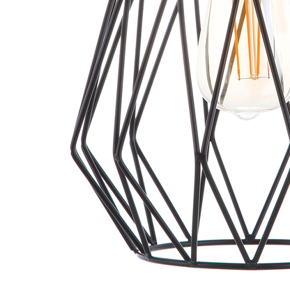 Industrial Black Cage 1 Light Pendant Lamp Openwork Wire Shade for Modern and Vintage Rooms