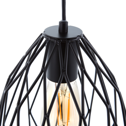 Industrial Black Cage 1 Light Pendant Lamp Openwork Wire Shade for Modern and Vintage Rooms