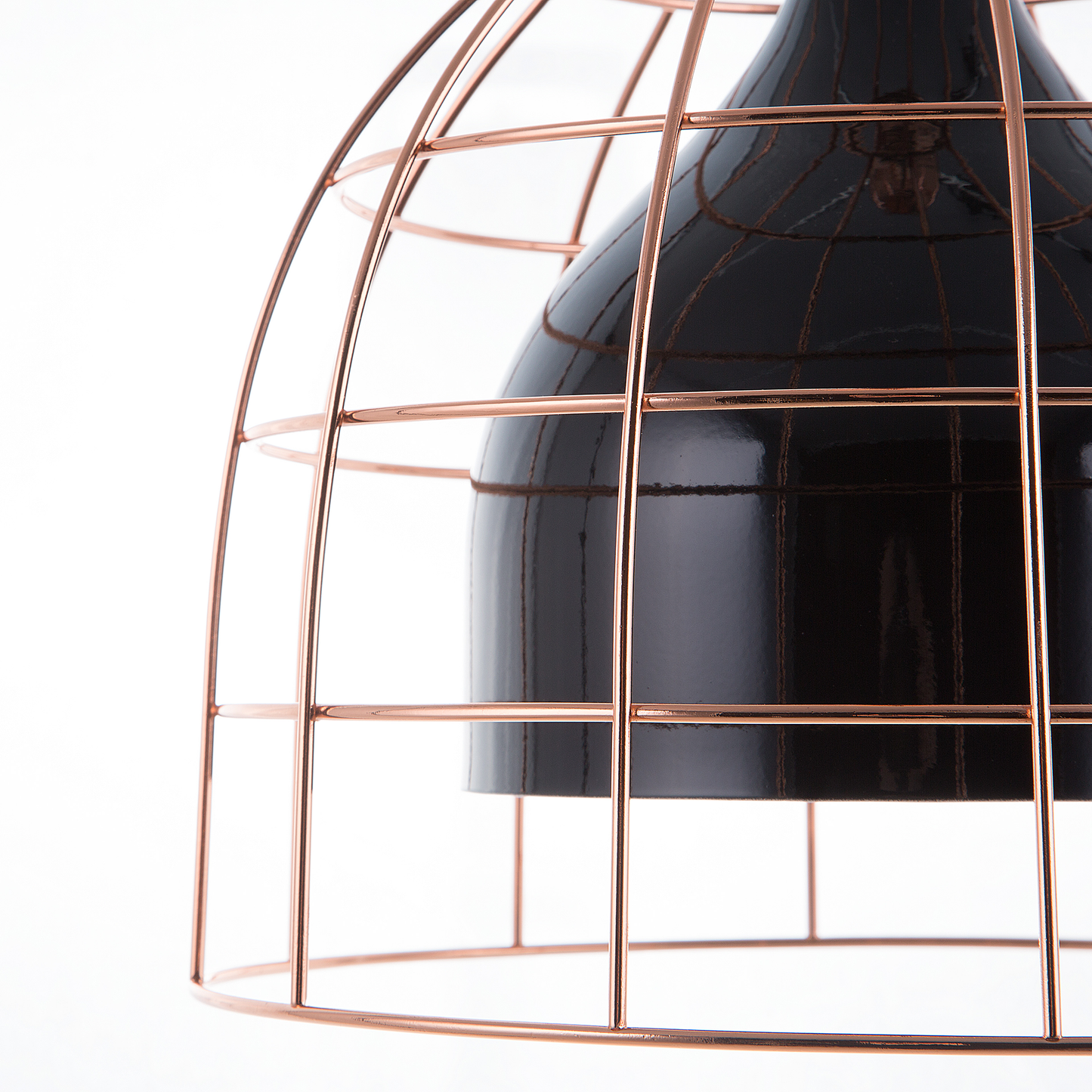 Ceiling Lamp Black 121cm Pendant Copper Cage Industrial