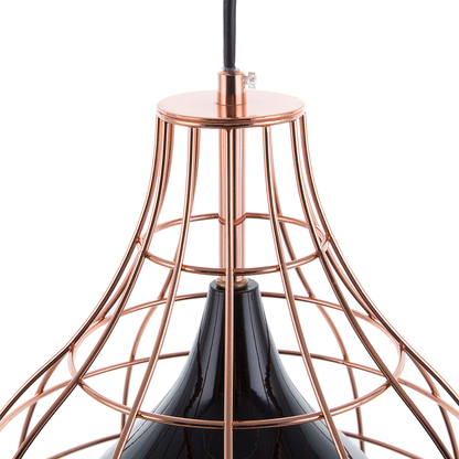 Ceiling Lamp Black 121cm Pendant Copper Cage Industrial
