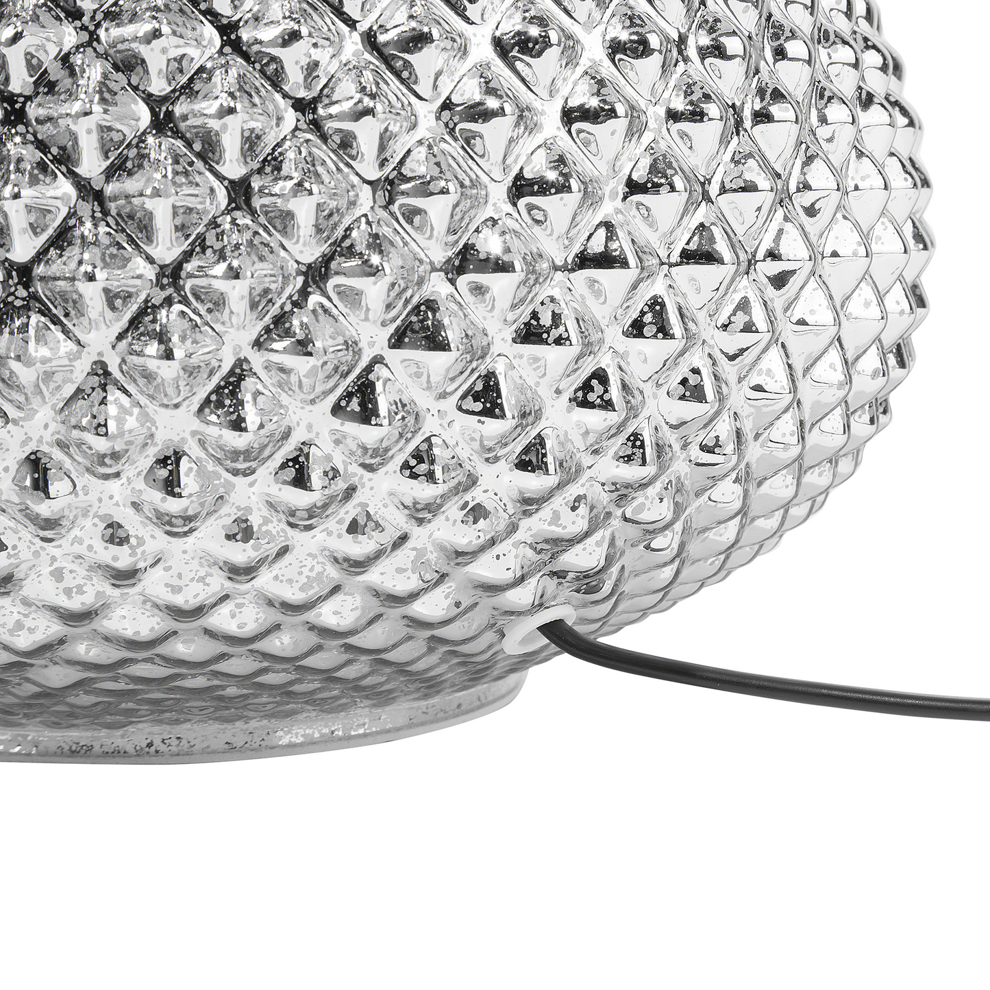 Table Lamp Studded Silver Metal Base 55H Cm White Shade
