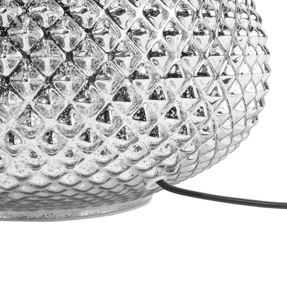 Table Lamp Studded Silver Metal Base 55H Cm White Shade