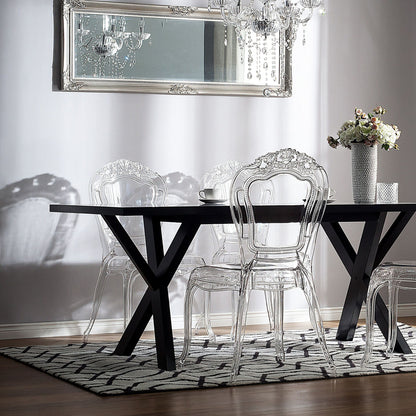 Transparent Acrylic Dining Chairs Set of 2 Armless Solid Back Stackable Vintage Modern