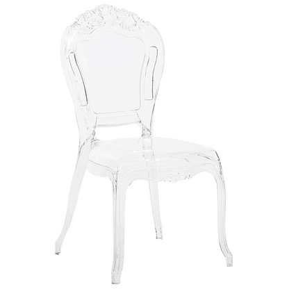 Transparent Acrylic Dining Chairs Set of 2 Armless Solid Back Stackable Vintage Modern