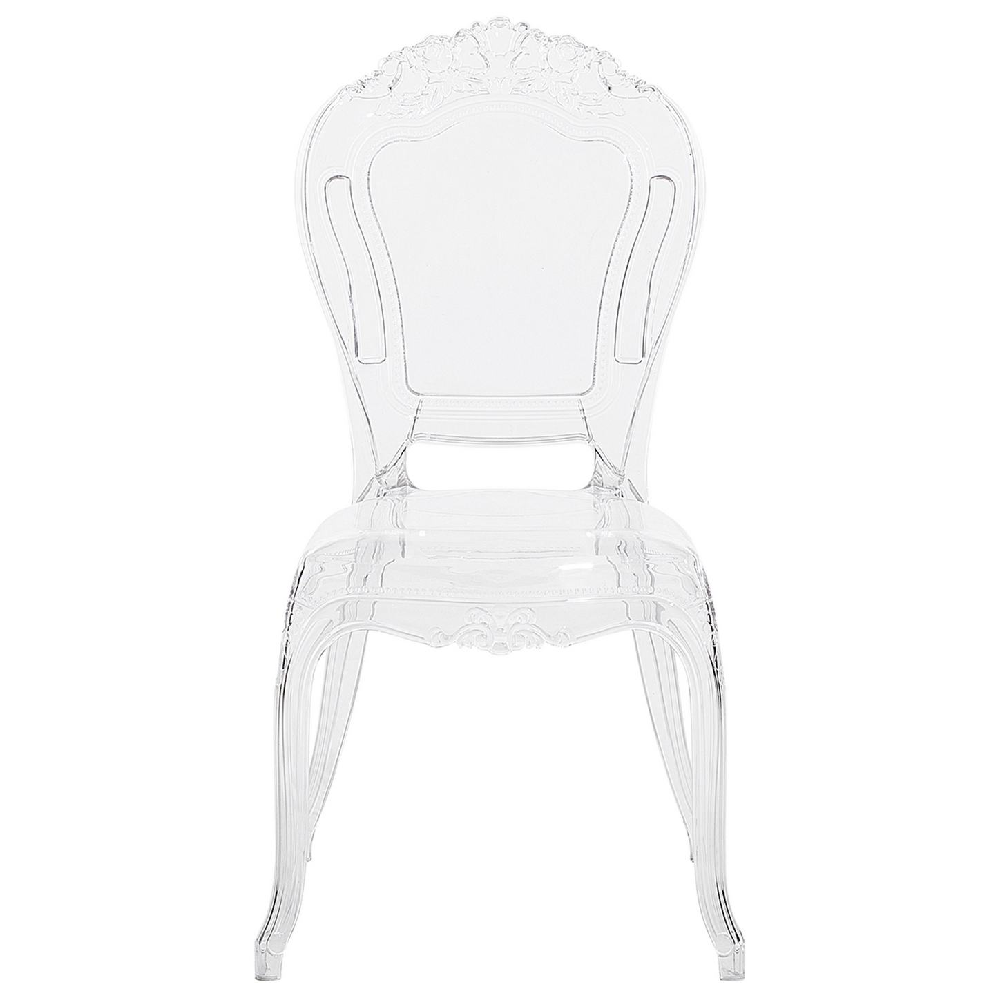 Transparent Acrylic Dining Chairs Set of 2 Armless Solid Back Stackable Vintage Modern