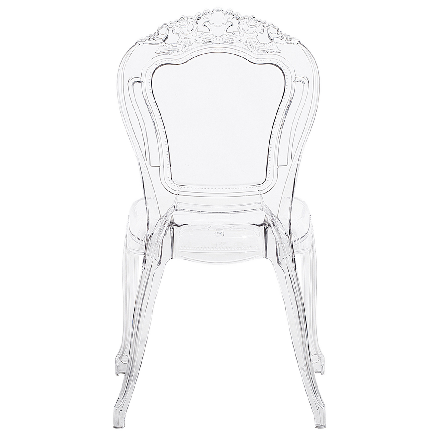 Transparent Acrylic Dining Chairs Set of 2 Armless Solid Back Stackable Vintage Modern