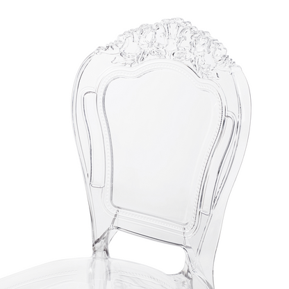 Transparent Acrylic Dining Chairs Set of 2 Armless Solid Back Stackable Vintage Modern