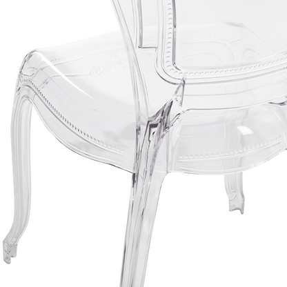 Transparent Acrylic Dining Chairs Set of 2 Armless Solid Back Stackable Vintage Modern