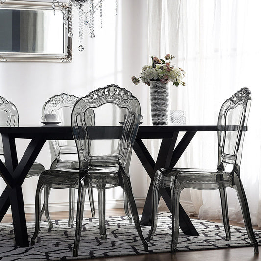 Acryluxe Vintage Modern Transparent Black Dining Chairs Set of 2