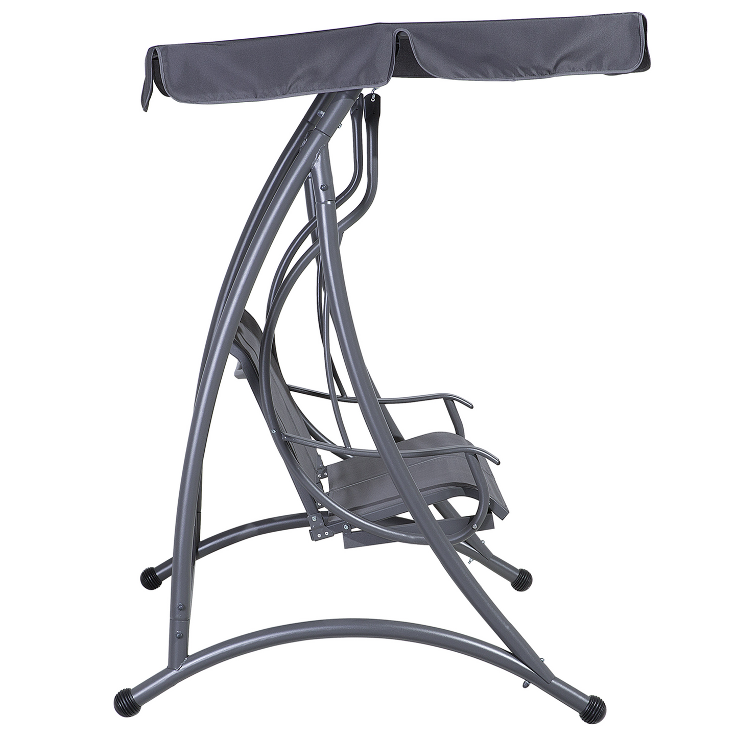 Garden Swing Grey Fabric Steel Frame 2 Seater Canopy Patio Relaxer for Modern Outdoor Spaces
