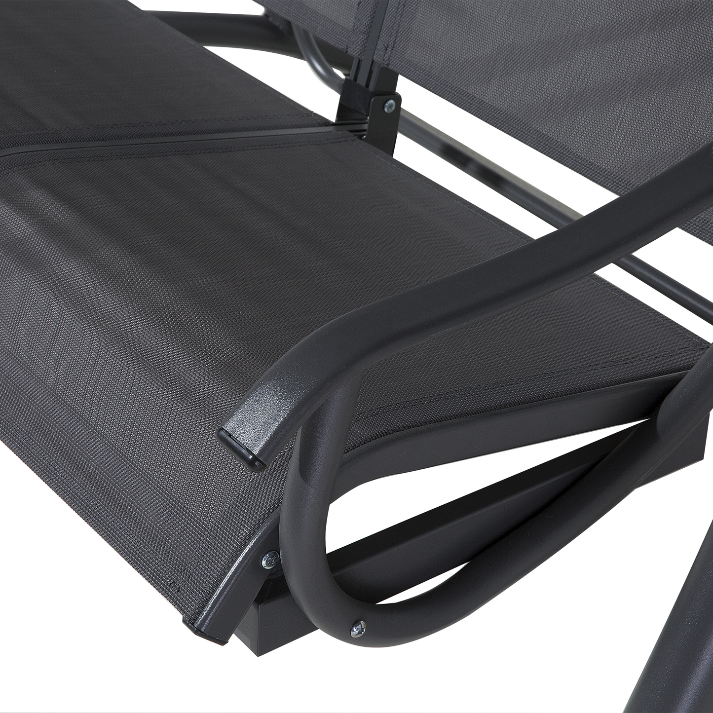 Garden Swing Grey Fabric Steel Frame 2 Seater Canopy Patio Relaxer for Modern Outdoor Spaces