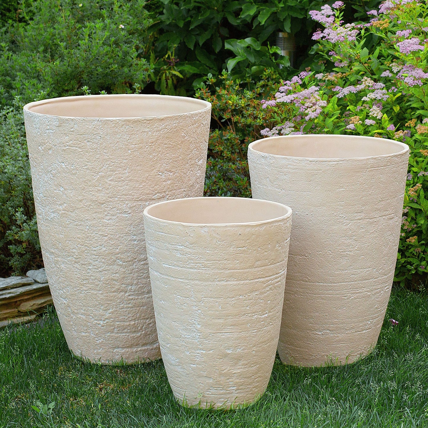 Plant Pot 51 x 51 x 71cm Textured Fibreglass Indoor Outdoor