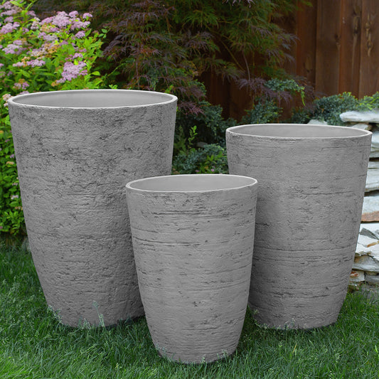Textured Grey Stone Plant Pot 51 x 51 x 71cm Indoor Outdoor