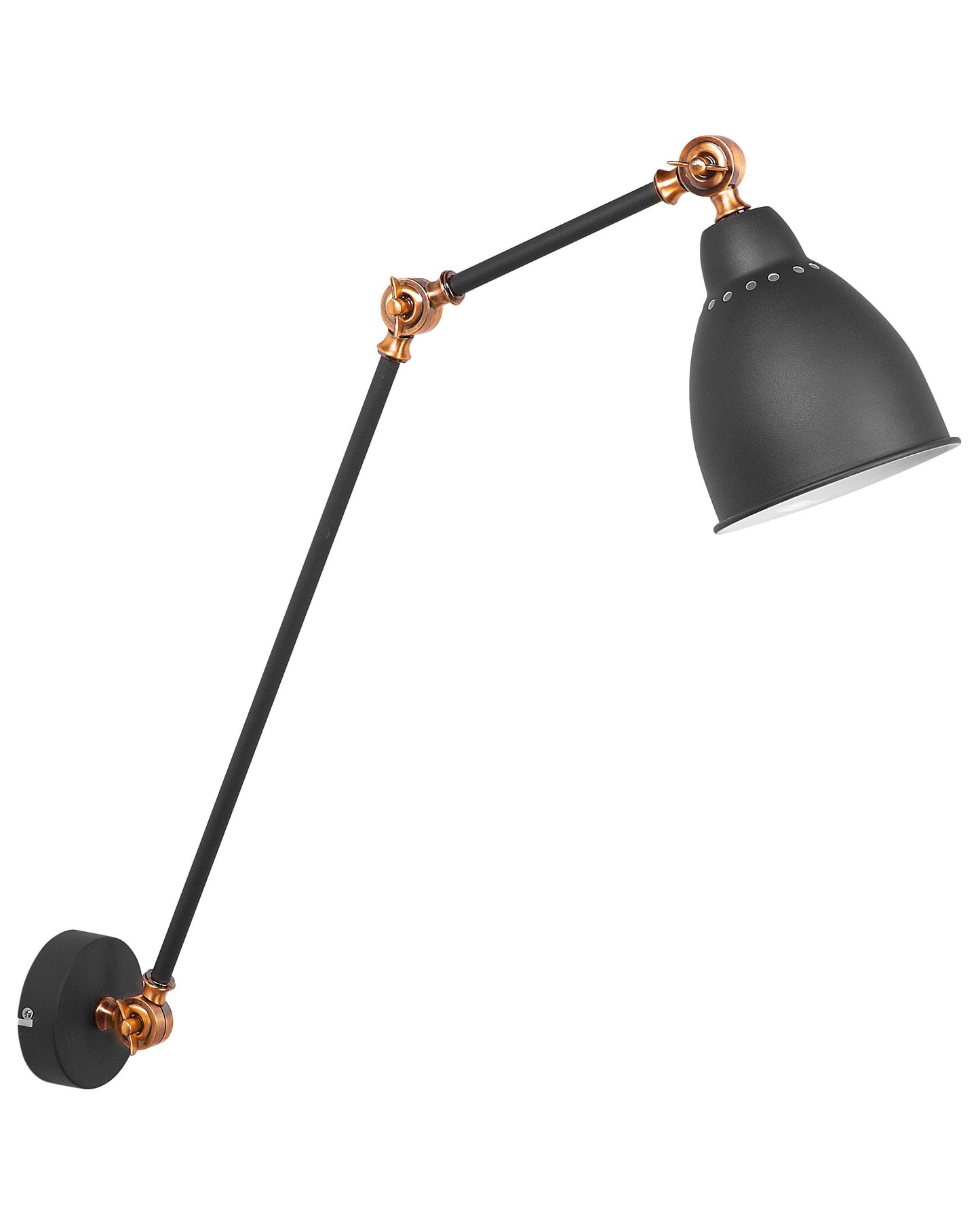 Wall Spot Lamp Black With White Metal Long Swing Arm Reading Light Modern Design