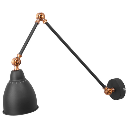 Wall Spot Lamp Black With White Metal Long Swing Arm Reading Light Modern Design